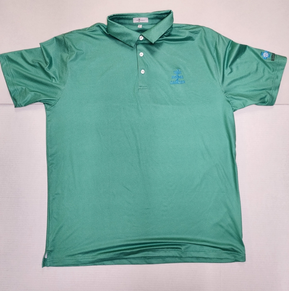 Fore Horsemen Men's Size XL Green White Dots Take A Swing At Cancer Golf Polo